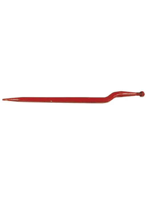 Kverneland Silage tine, cranked: 56mm square section 36x820mm, pointed tip with M20x1.5mm nut, red