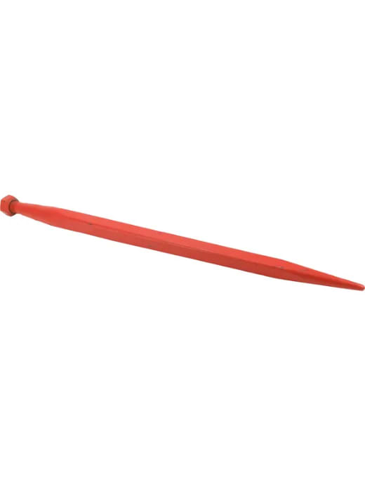 Kverneland Loader tine, straight, square section 45x820mm, pointed tip with M30x2mm nut, red