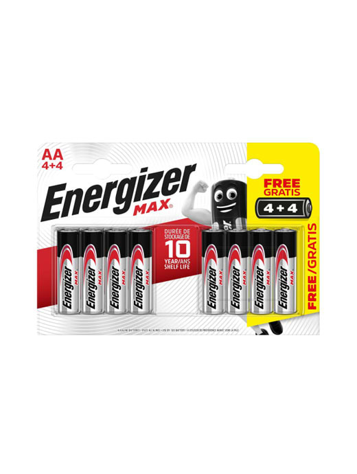 Energizer MAX® AA Alkaline Batteries (Pack 4 + 4 FREE)
