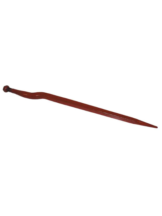 SHW Silage tine, cranked: 58mm square section 36x820mm, pointed tip with M24x1.5mm nut, red