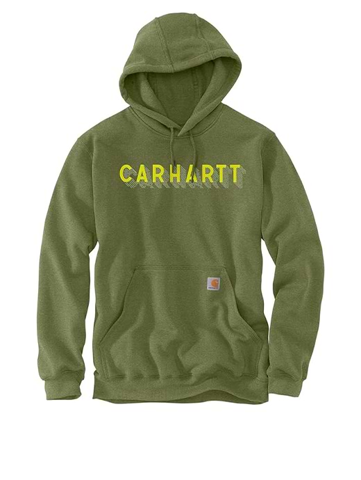 Carhartt Men's Rain Defender Loose Fit Midweight Logo Graphic Sweatshirt Chive Heather