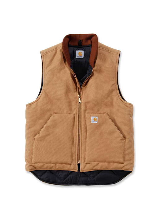 Carhartt Relaxed Fit Duck Insulated Rib Collar Vest Brown