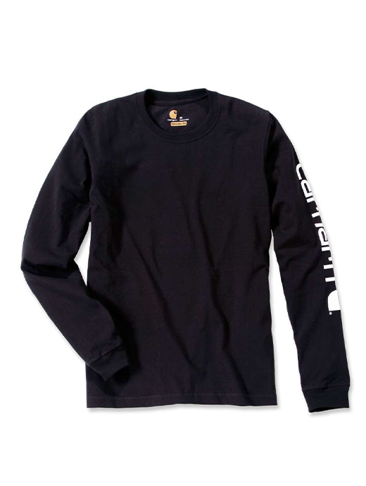 Carhartt Relaxed Fit Heavyweight Long-Sleeve Logo Sleeve Graphic T-Shirt Black