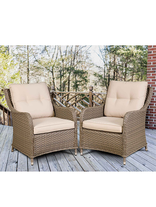 Dellonda Chester Rattan Wicker Outdoor Lounge Chairs With Cushions Brown