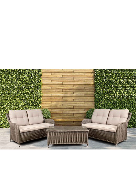 Dellonda Chester 3 Piece Outdoor Rattan Lounge Set With 2x Double Seater Sofas Brown