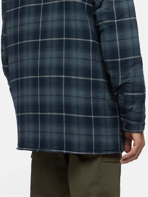 Dickies Men s Hooded Fleece Flannel Shirt Jacket Navy Griggs Agri