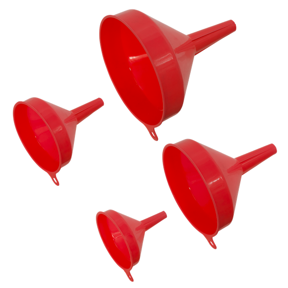 Sealey 4pc Economy Fixed Spout Funnel Set