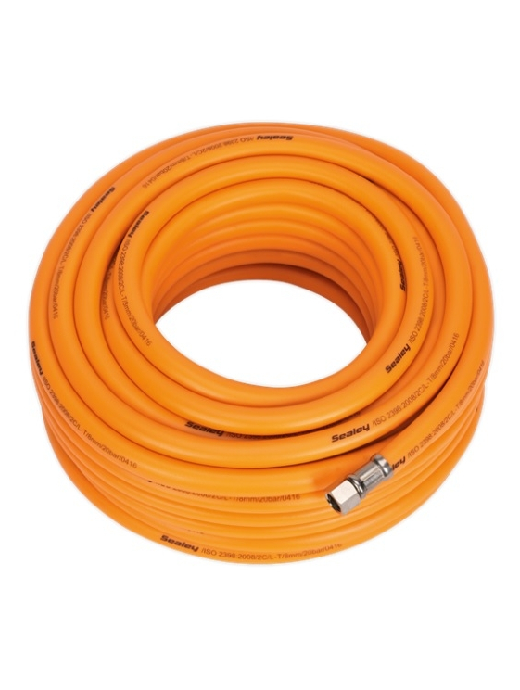 SEALEY Air Hose 20m x Ø8mm Hybrid High Visibility with 1/4"BSP Unions