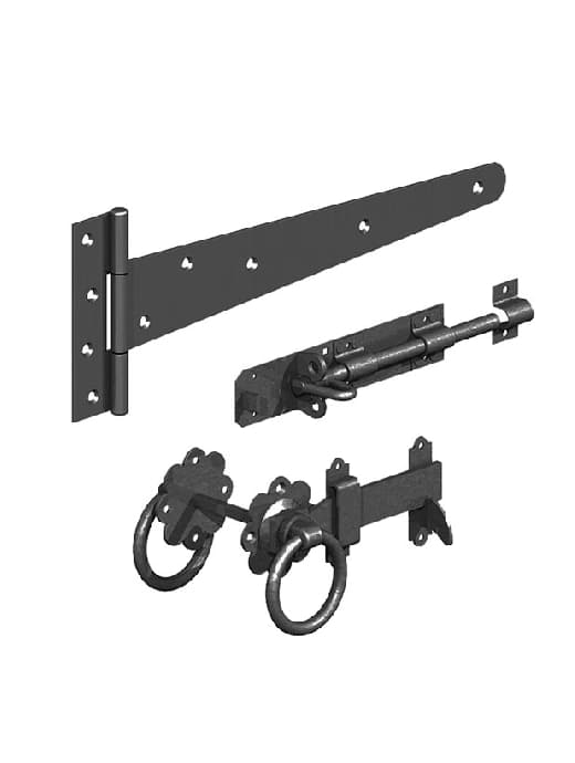 Birkdale GATEMATE® Field Gate Side Gate Kit with Ring Gate Latch & 18" Hinges Black
