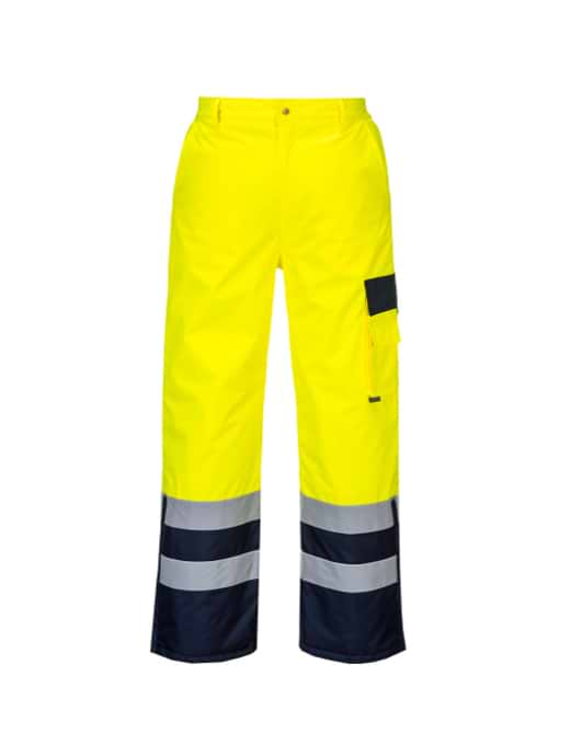 Portwest Hi-Vis Contrast Trousers S686 - Lined Yellow/Navy 