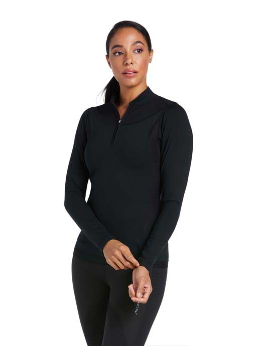 Ariat Women's Ascent 1/4 Zip Long Sleeve Base Layer Black 