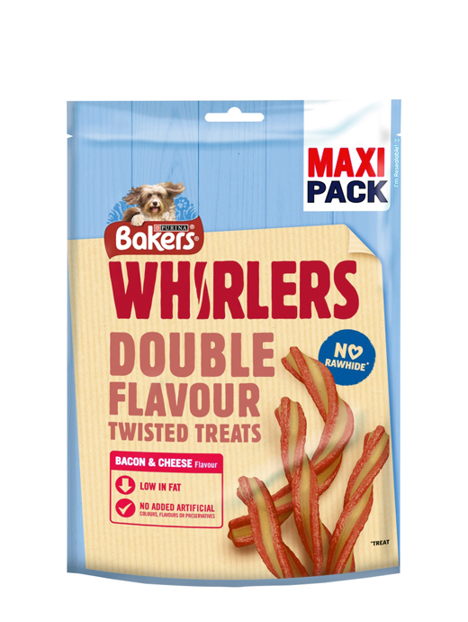 Bakers Whirlers Dog Treats Bacon & Cheese 270g