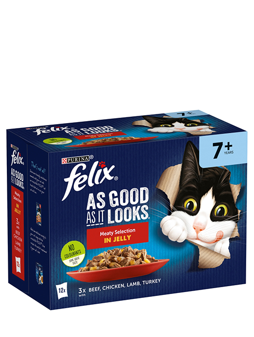 Felix As Good As It Looks Senior Meat Selection in Jelly 12 x 100g Pouches