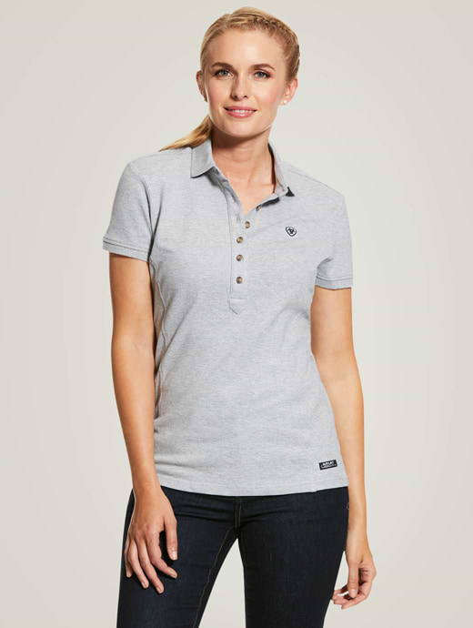 Ariat Women's Prix 2.0 Short Sleeve Polo Shirt Heather Grey