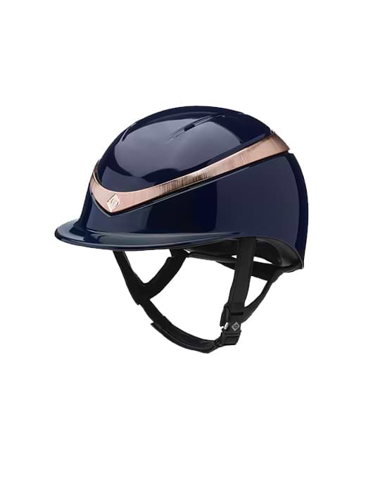 Charles Owen Halo Riding Hat Navy Gloss/Rose Gold