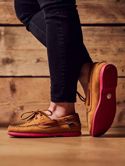 Chatham Women s Pippa II G2 Leather Boat Shoes Tan Pink