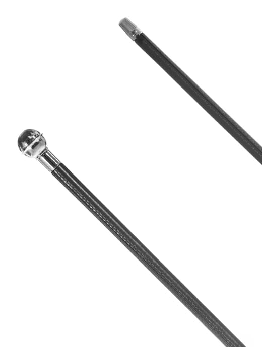 Country Direct Silver Ball Leather Show Cane Black