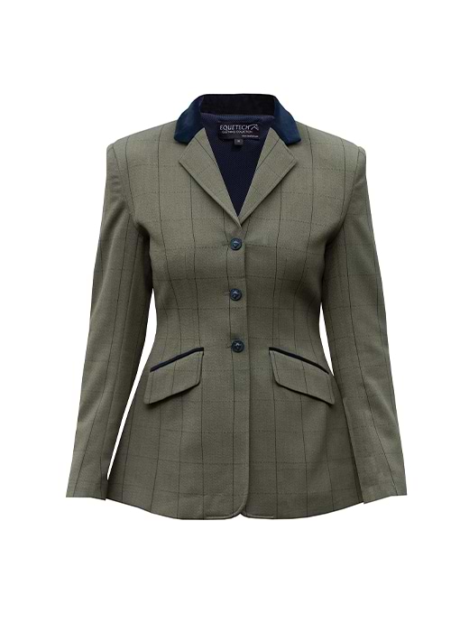 Equetech Bellingham Stretch Deluxe Tweed Riding Jacket Green