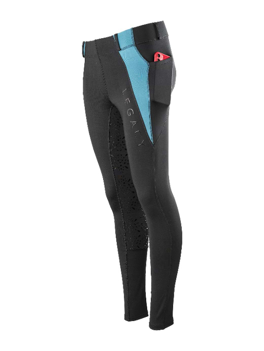 Legacy Children's Riding Tights Black/Turquoise