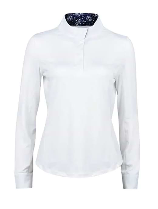 Dublin Ria Long Sleeve Competition Shirt White/Navy