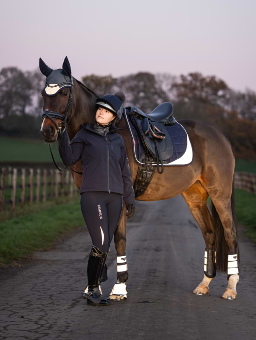 LeMieux Suede Dressage Square Reflective Navy Griggs Equestrian