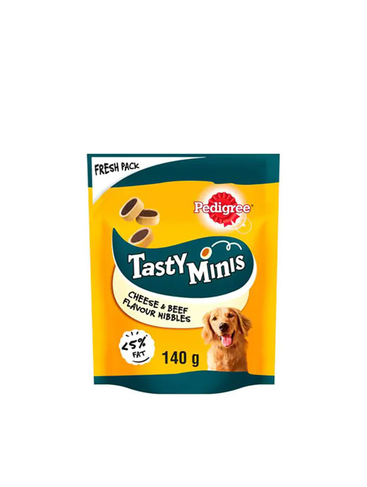 Pedigree Tasty Minis Dog Treats Cheese & Beef Flavour Nibbles 140g