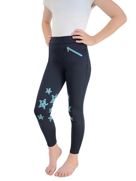Hy Equestrian Theodora Children's Riding Tights Navy/Teal