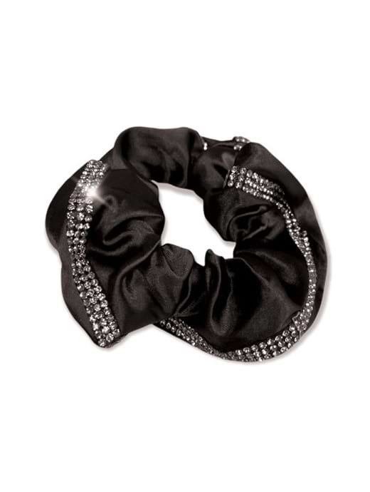 Equetech Satin Deluxe Crystal Hair Scrunchie-Black