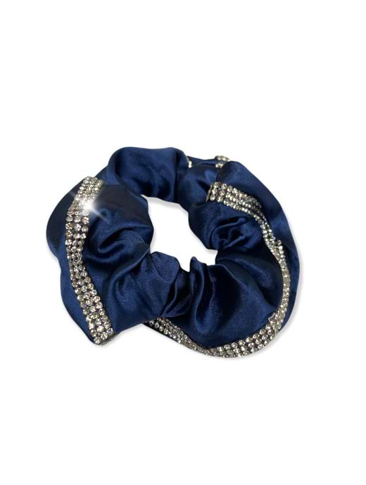 Equetech Satin Deluxe Crystal Hair Scrunchie Navy