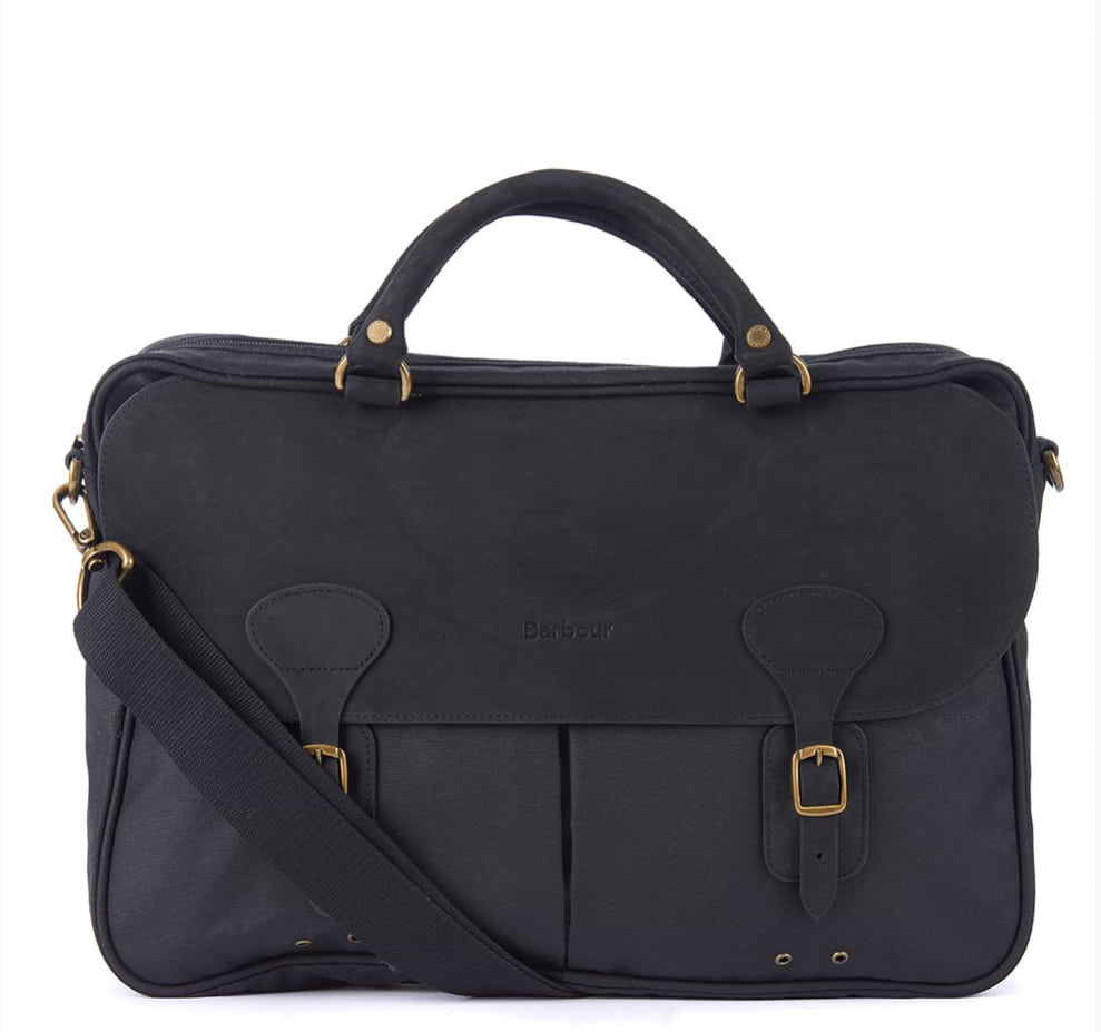 Barbour Wax Leather Briefcase Olive