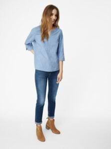 White Stuff Frankie Tonal Embroidered Top Chambray Blue
