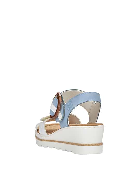 Rieker Women's 67476-81 Heeled Wedge Sandals- Green Combi