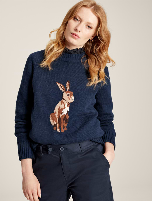 Joules Women's Margot Intarsia Jumper Navy Hare(00)