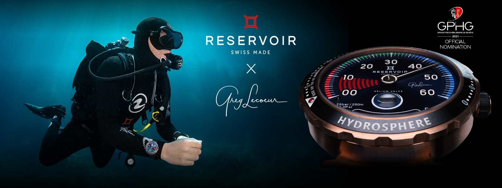 Luxury Diver's Watch with Navy Blue, Light Grey and Light Sky Blue by Greg Lecoeur Manometer.