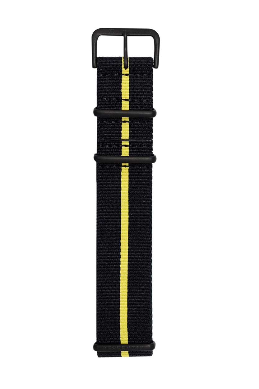 Navy NATO Strap Watch with Light Mustard Yellow and Light Grey Accents