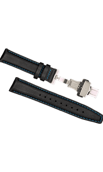 Longbridge Vintage Car Watch with Jet Black, Light Grey, and Teal Blue Leather Strap
