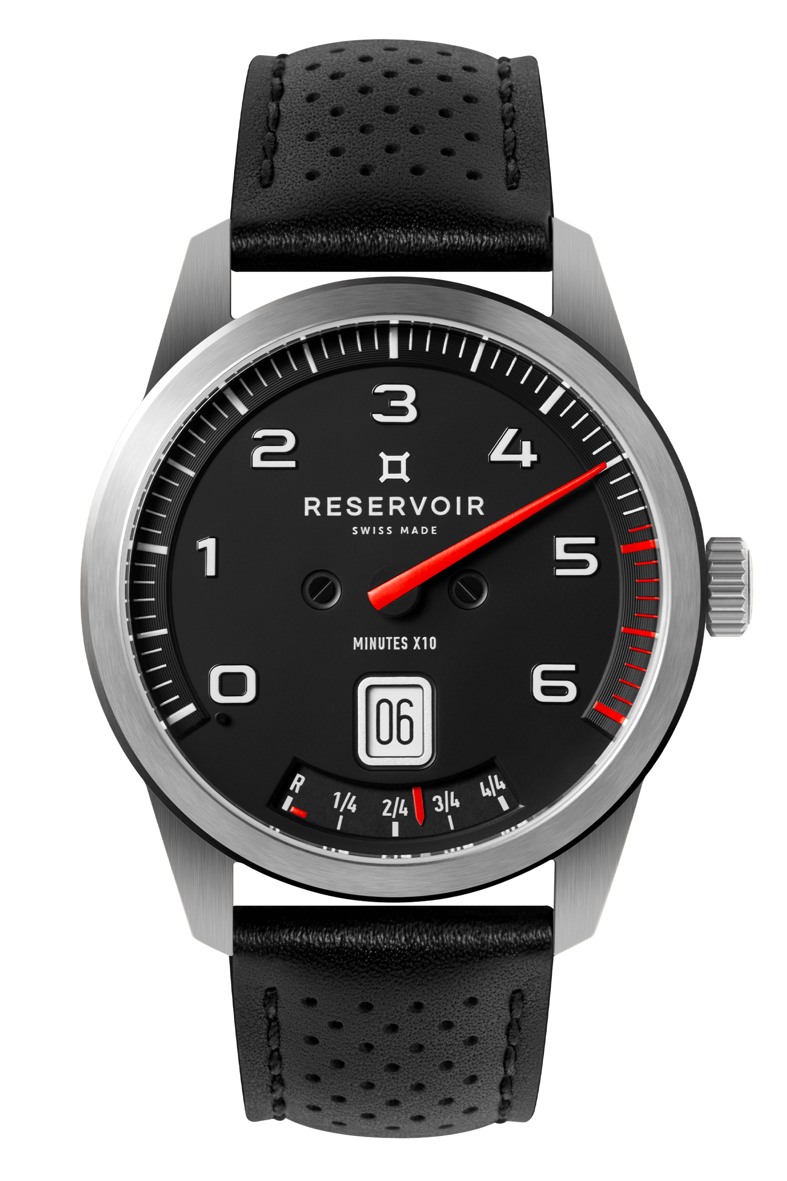 Jet Black GT Racing Car with Light Pink Speedometer and Light Grey-Brown Leather Strap.
