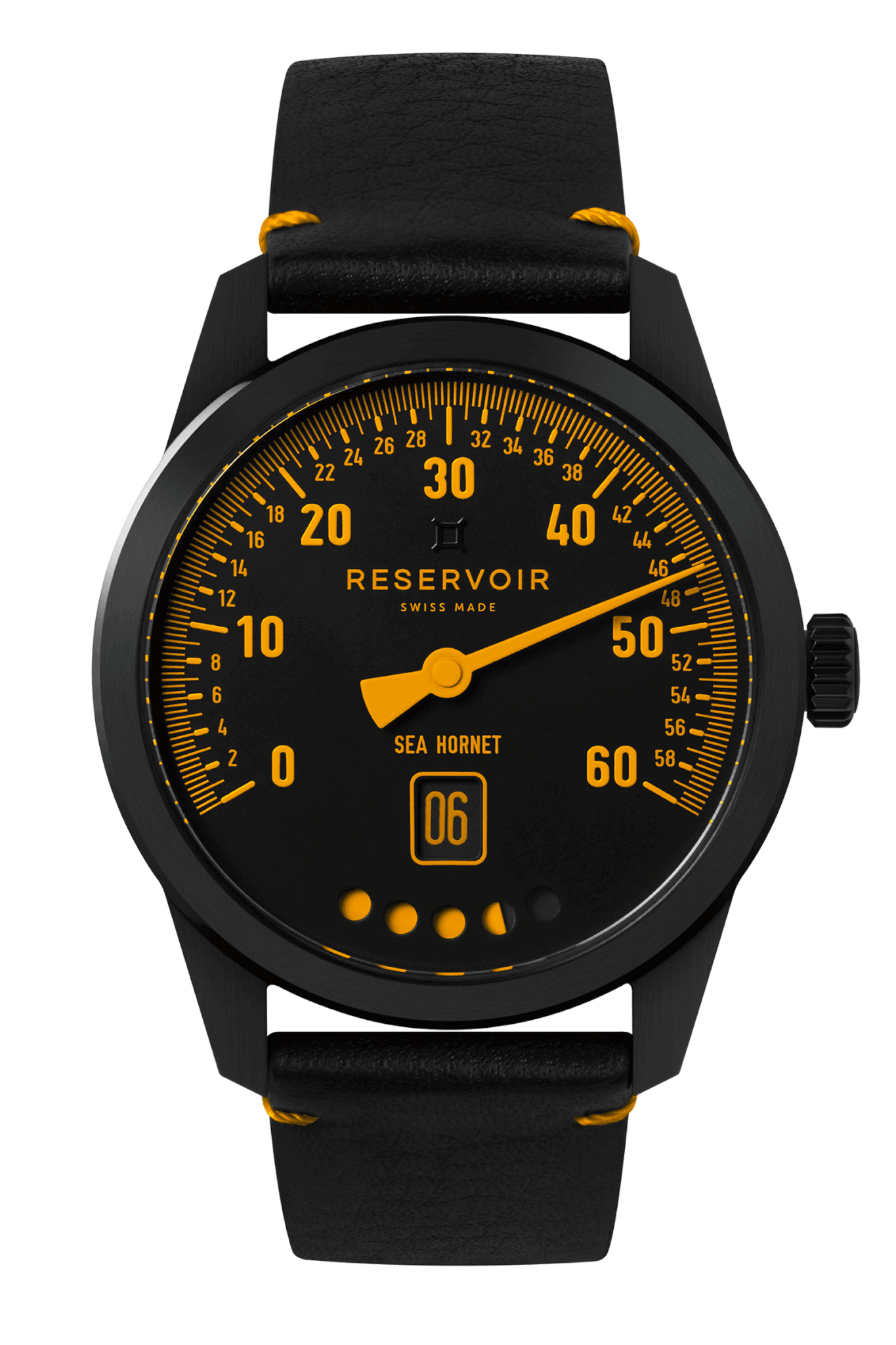 Tiefenmesser Reloj de lujo Submarines en marrón muy oscuro, naranja medio y gris claro.