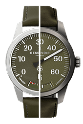 WW2 Battlefield Scene with GI in Car, Watch in Dark Olive Green and Light Grey-Brown.