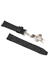 Luxusuhr mit schwarzem, hellgrauem und dunkelgrauem Armband.