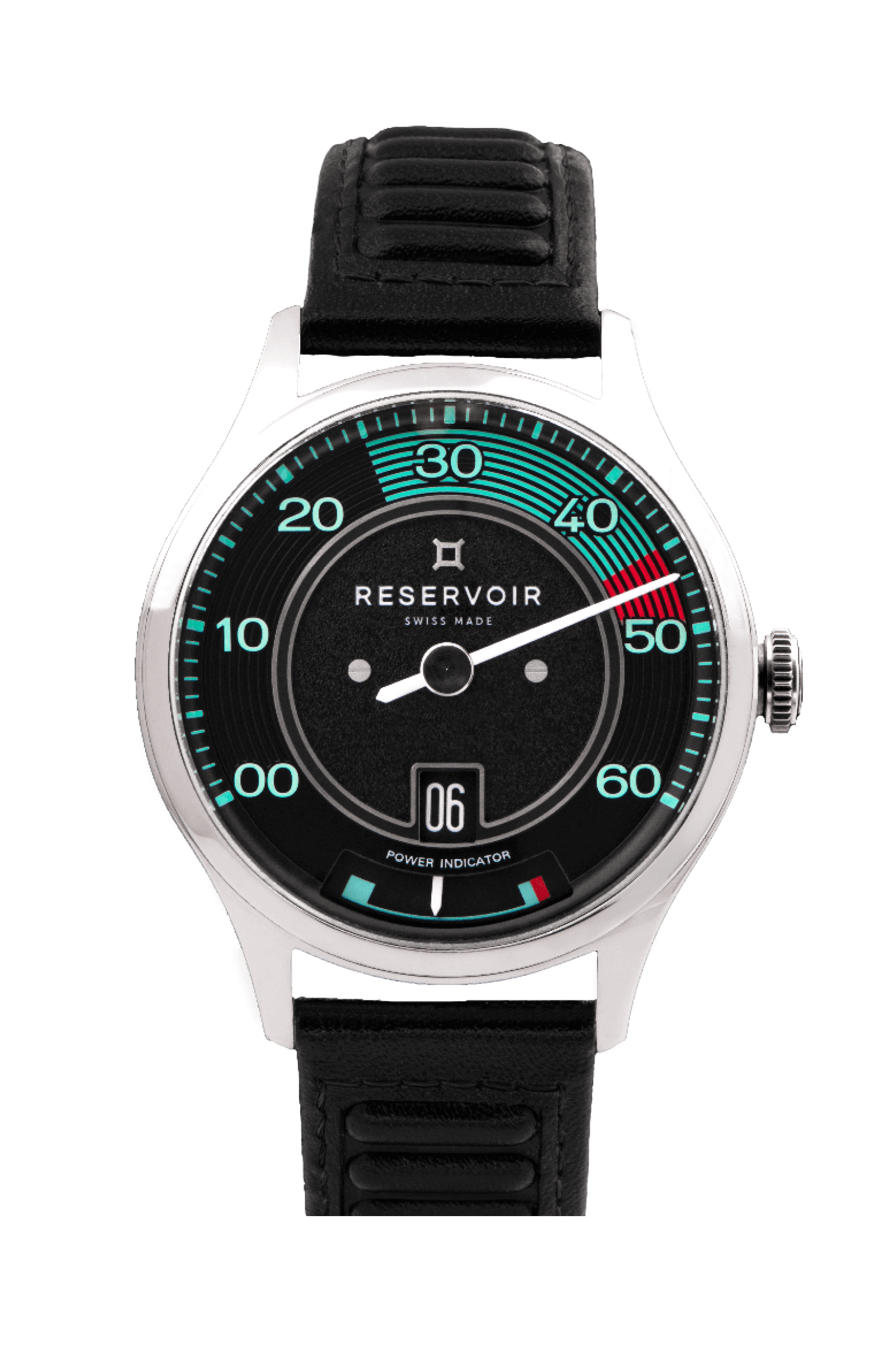 Black 356 Porsche Car Watch with Light Grey and Light Teal Accents.