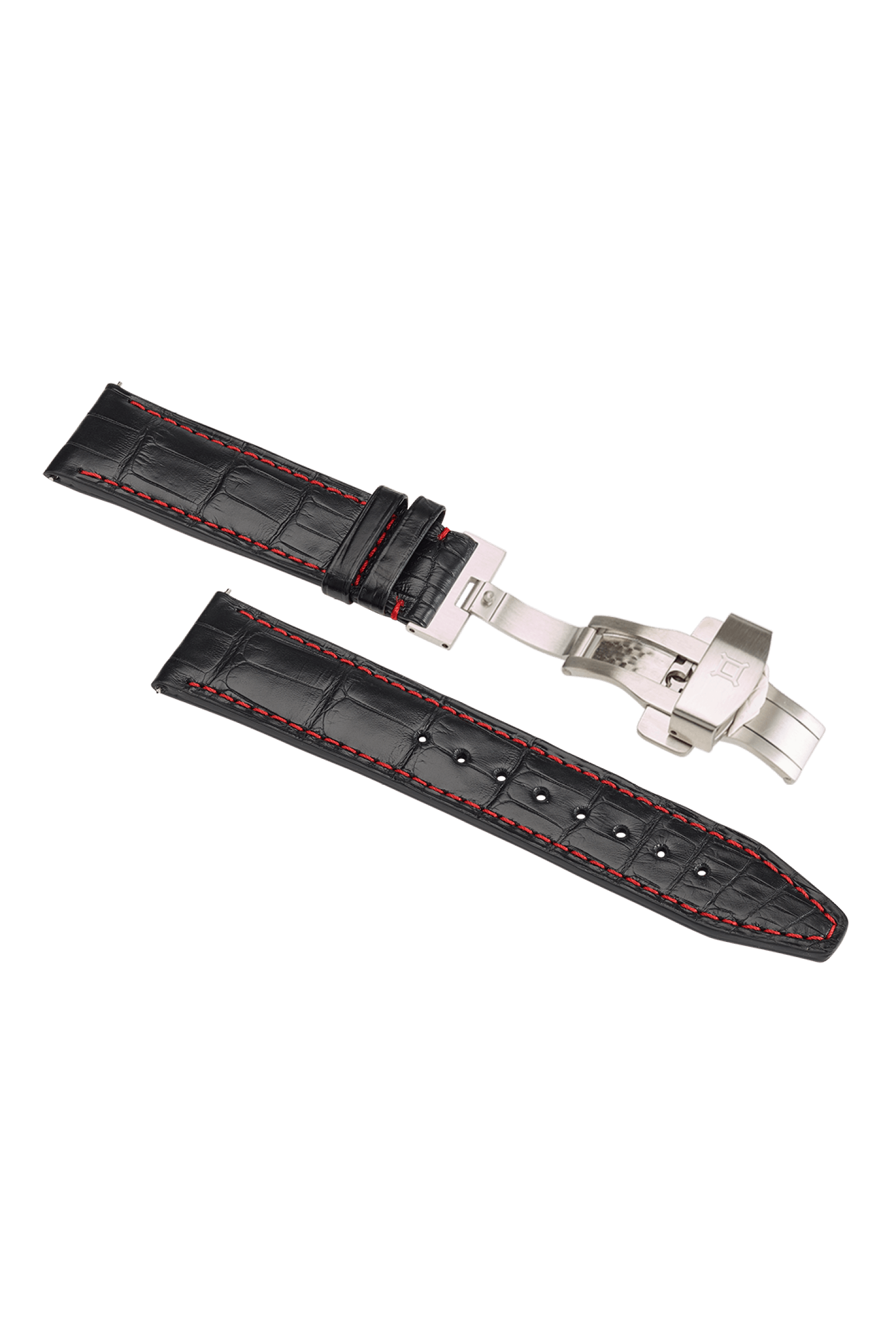Supercharged Vintage Car Watch Strap in Black, Light Pinkish Grey, and Dark Greyish Blue Leather