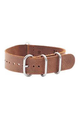 Leather strap WW1 biplane watch with very dark brown, light brownish-pink, and light grey colours.