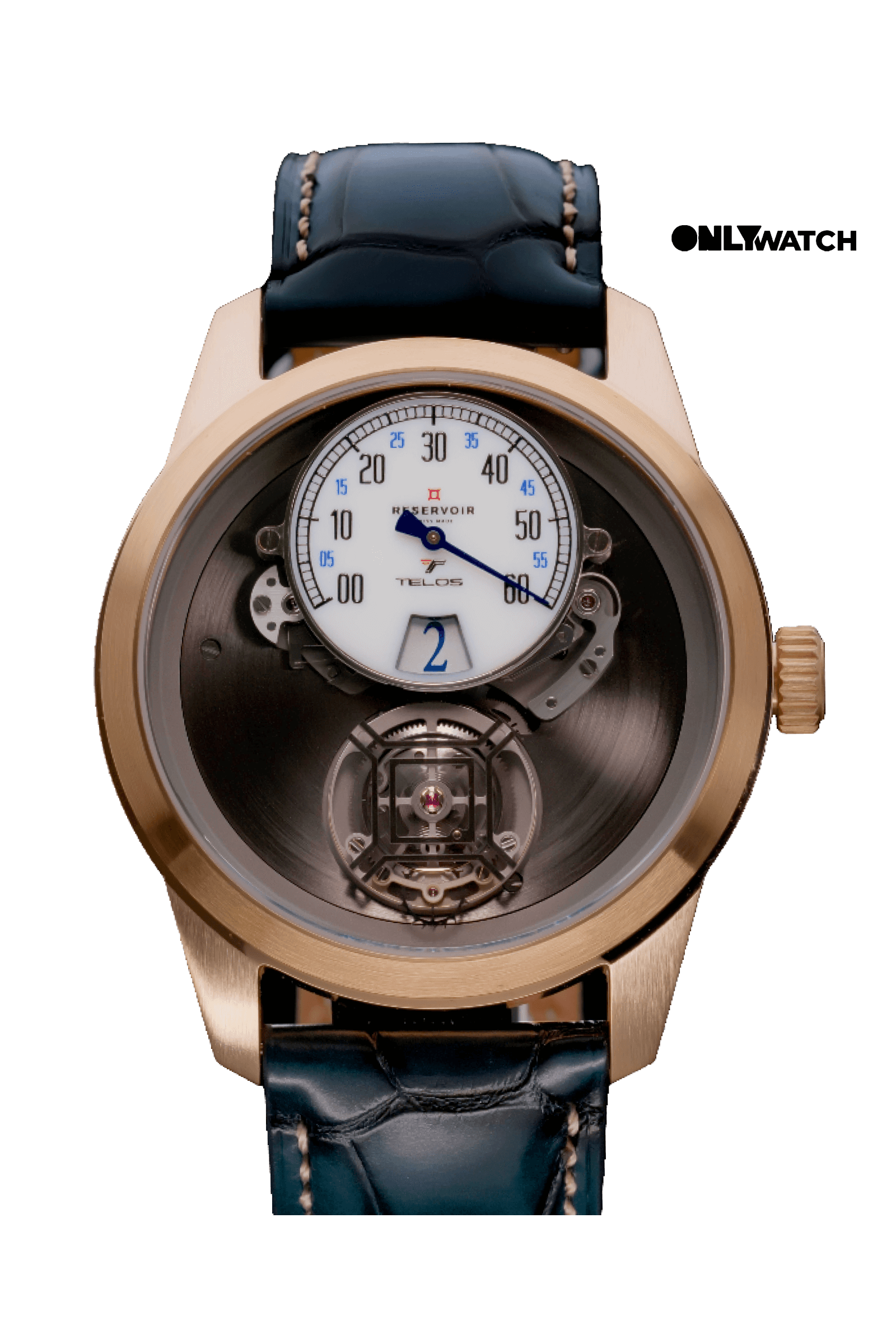 Reloj de lujo Swissmade Tourbillon Tiefenmesser en bronce, negro, beige claro y gris claro-azul.