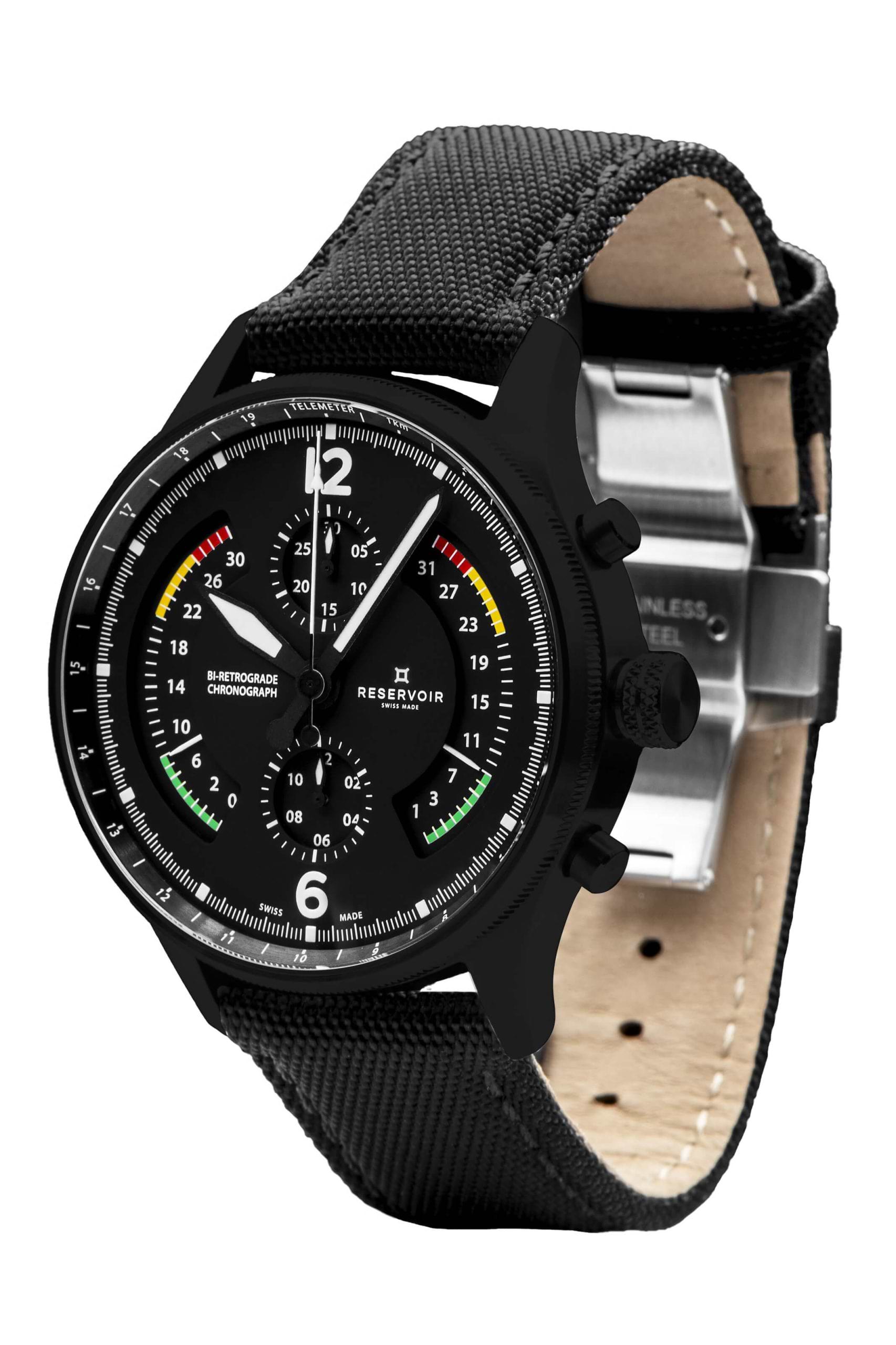 black Black Airfight Pilot Watch Chronograph with Light Taupe and Light Olive Green Accents
