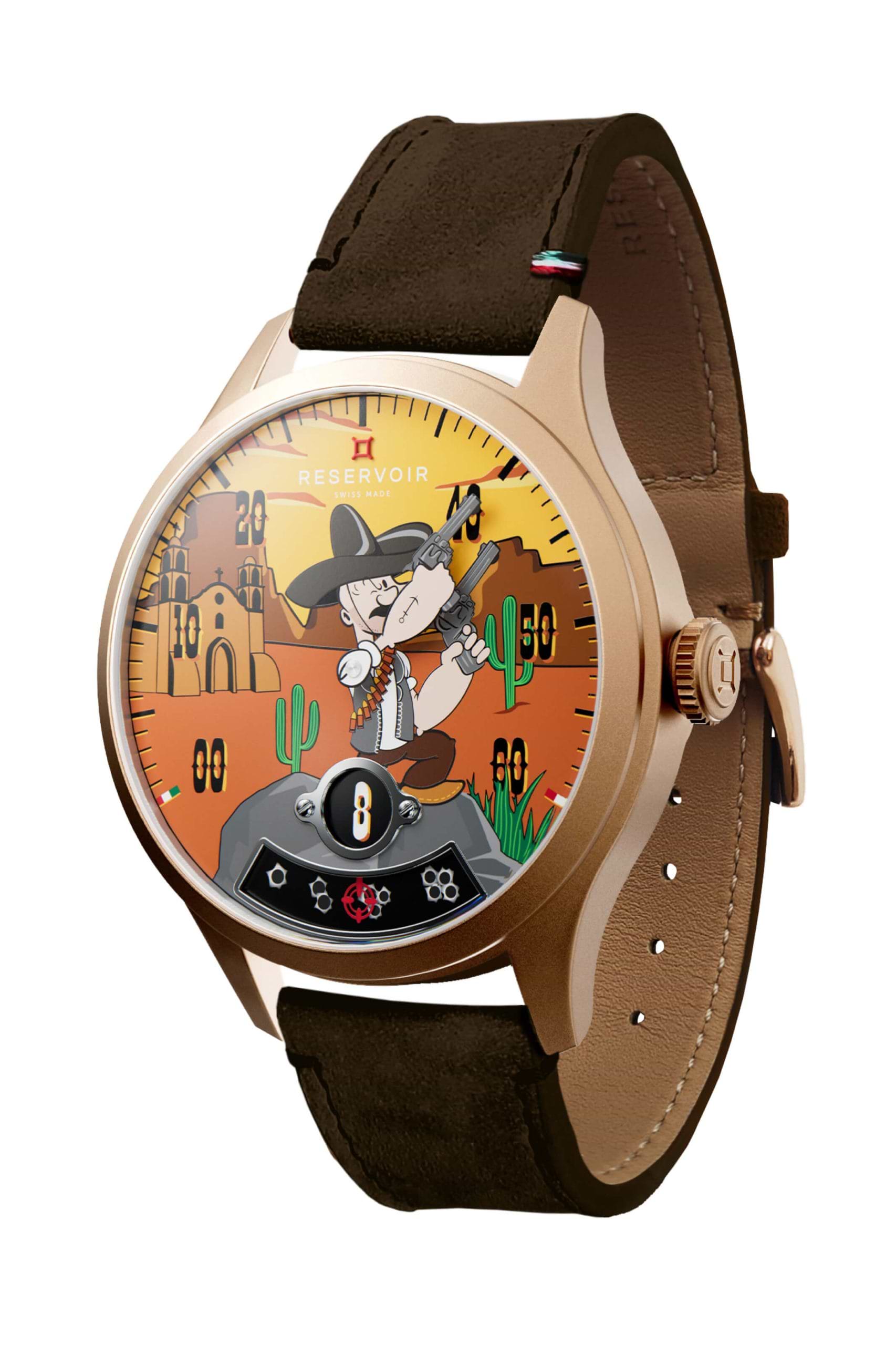 Popeye comics in Mexico: Dark Brown, Light Peach, and Light Olive Green RESERVOIR watch