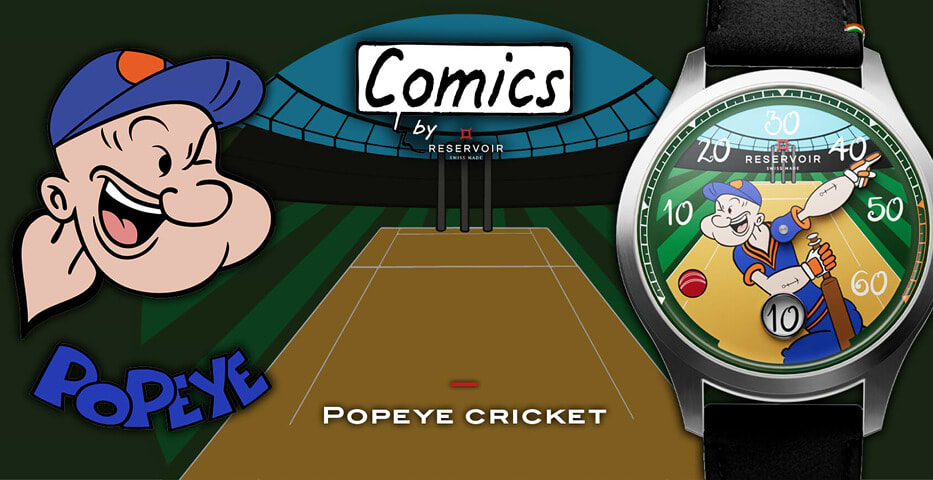 Popeye and Cricket in a Dark Olive Green, Light Beige and Light Teal Comics Scene.