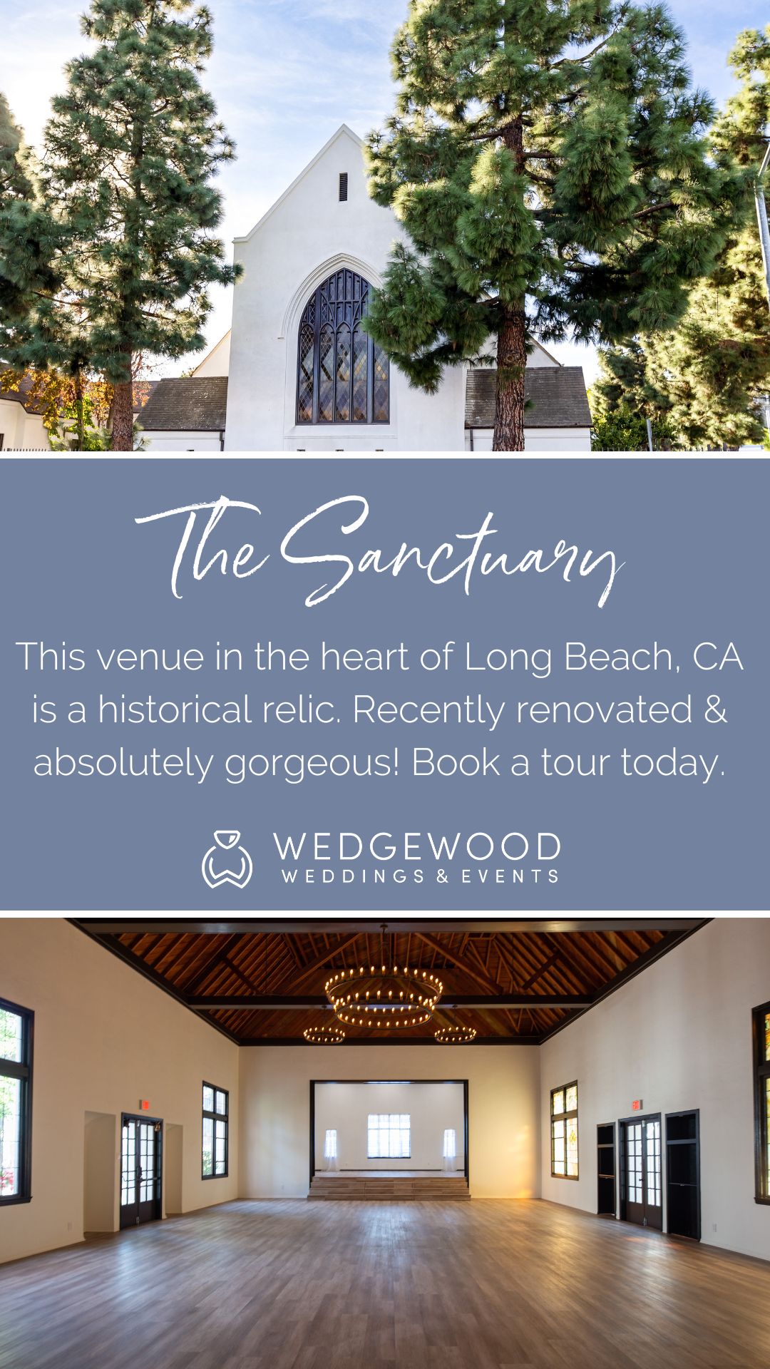 Long Beach is a favorite destination for activities, events, and also The Sanctuary by Wedgewood Weddings. Discover the hidden gem of Los Angeles County for yourself and see all that this historic property has to offer for events big and small. From the intimate courtyard to the expansive chapel and cozy grand hall, this stunning space is waiting to be explored!