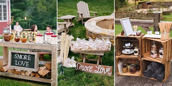 S'mores Bar Wedding Food Station Ideas - via EmmaLovesWeddings