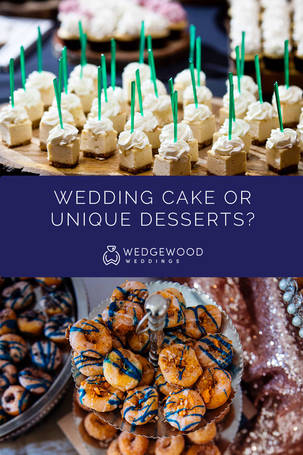 There are so many equally delicious alternatives to the typical wedding cake. Check out some of our suggestions here! Newlyweds often offer wedding cake alternatives at their reception. 69% of couples serve cake—but 53% also serve an alternative wedding dessert